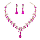 KMVEXO Crystal Bridal Wedding Jewelry Sets Women Gold Color Rhinestone Necklace Long Earrings Set Dress Accessories Bridesmaid