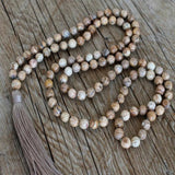 8mm Natural knot 108 Sand jasper gemstone beads necklace Bless All Saints' Day Fancy Yoga Lucky Handmade Wrist Elegant Diy