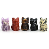 1.5" Cat Figurine Natural Stone Crystal Hand-carved Crystal Animal Statue Chakra Gem DIY Animal Handicrafts Artworks Home Decor