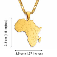 3.8CM African Map Pendant Necklaces for Women and Men Nigeria Congo Ghana Sudan Hiphop Jewelry #130821