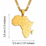 3.8CM African Map Pendant Necklaces for Women and Men Nigeria Congo Ghana Sudan Hiphop Jewelry #130821