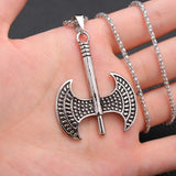 Trendy Retro Crow Prairie Wolf Double Sided Viking Tomahawk Pendant Necklace Charm Men's Necklace Metal Accessorie Party Jewelry