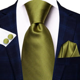 Gift Tie for Men 2023 New Sage Green Plaid Fashion Brand Wedding Party Necktie Handky Cufflinks Wholesale Hi-Tie Designer