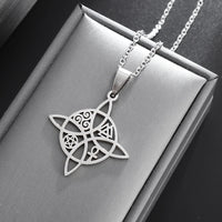 Exquisite Stainless Steel Pattern Witch Knot Pendant Necklace Celtic Knot Lucky Jewelry Christmas Gift for Friends and Family