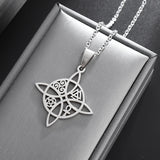 Exquisite Stainless Steel Pattern Witch Knot Pendant Necklace Celtic Knot Lucky Jewelry Christmas Gift for Friends and Family