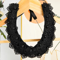 Pearl Beaded Lace Trim Collar Ribbons Women Necklace Wedding Jewelry for Clothes Dress  Beads Crystal Collar Wedding Jewelry