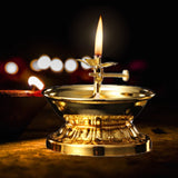 Ghee Lamp Holder Golden Cup Tibetan Oil Lamp Holder Flower Shape Tea Light Candle Holder Stand for Party Wedding Decoration