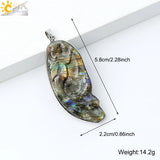 CSJA Natural Stone Labradorite Heart Pendant for Making Necklace Animal Owl Fox Carving Pendants Jewelry Gift Men H480