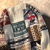 American Vintage Street Knit Sweater Christmas Long Sleeve Bear Pullover O Neck Loose Lazy Casual Top Harajuku Y2K Sweater