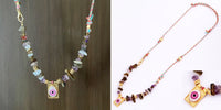 New Style Multi Color Braided Rope Star Moon Heart Hand Eye Charm Necklace,Unique Mix Stone 18K Gold Cotton Cord Jewelry Finding