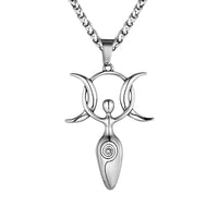 Charm Moon Spiral Goddess Necklace Men Women Wicca Neopagans Stainless Steel Pendant Amulet Fertility Goddess Jewelry Girl Gifts
