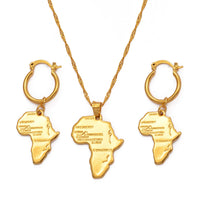 Anniyo African Map Jewelry sets Necklace Earrings for Women Girls Ethiopian Jewellery Nigeria Congo Ghana #132106S