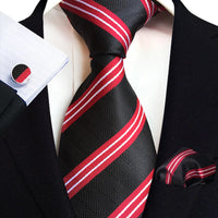 Royal Striped Paisley Ties For Men Luxury 8cm Necktie Pocket Square Cufflinks Gift Set Jacquard Weave Tie Suit Accessories