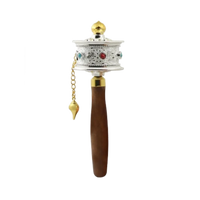 Hand Cranking Tibetan Prayer Wheel Double Bearing Colourful Turn Praying Instrument Rotatable Spinning Drum Religious Ornament