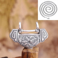 Exquisite 925 Silver Necklace Longevity Lock Ruyi Lotus Flower Pendant Clavicle Chain Vintage Charming National Style Jewellry