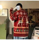 Red Green Blue Elk Print Christmas Sweaters for men\women 2024 New Winter Fashion Knitting Jumper Autumn Long Sleeve Pullovers