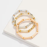 3pcs Leopard Acrylic Bamboo Women's Hand Bracelets Retro Stack Thin Tube Beaded Elastic Bracelet Bangle Couple Jewelry Gift