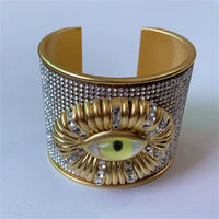 Metal Exaggerated Open Bangle Five Senses Europe American Style Alloy Plated Eyes Bracelets Unique Wide Geometric Cuff Bangles