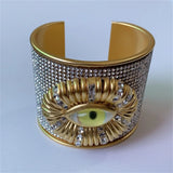 Metal Exaggerated Open Bangle Five Senses Europe American Style Alloy Plated Eyes Bracelets Unique Wide Geometric Cuff Bangles