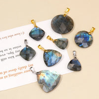 Fashion Natural Labradorite Necklace Pendant Triangle Round Teardrop and Other Ladies Friendship Mother Gift Necklace Jewelry