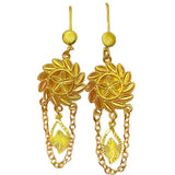 Retro Brass Earrings 24K Gold Plated Dubai African Nigeria Kundan Fan Shape Earrings Indian Luxury Jewelry For Women Gifts Whole