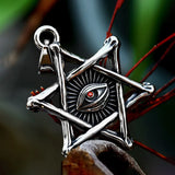 Fashion Vintage 316L Stainless Steel All Seeing Eyes Pendant With Red/Green Stone Hexagram Necklace Egyptian Style Male Jewelry