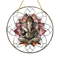 Vibrant Ganesha-The God of Wisdom Suncatcher,2D Round Translucent Hanging,home,room,Hinduism Religious Occasions&Festive Decor