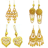 Retro Brass Earrings 24K Gold Plated Dubai African Nigeria Kundan Fan Shape Earrings Indian Luxury Jewelry For Women Gifts Whole