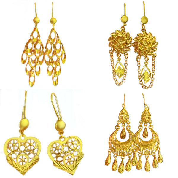 Retro Brass Earrings 24K Gold Plated Dubai African Nigeria Kundan Fan Shape Earrings Indian Luxury Jewelry For Women Gifts Whole