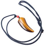 Natural Tiger Eye Stone Wolf Tooth Spike Pendant Necklaces for Women Men Adjustable Ox Horn Shape Couple Choker Medition Jewelry