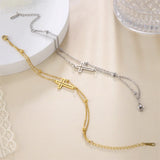 Skyrim Bohemia Cross Pendant Ankle Bracelet Fashion Foot Jewelry for Women Summer Beach Party Stainless Steel Bead Chain Anklet