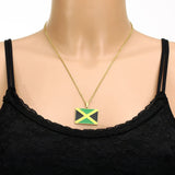 2024 New fashion stainless steel Jamaican flag necklace for women and men couples ethnic style accessory collarbone chain annive
