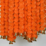5-50pcs Marigold Flower Garland For Decoration 5 ft Artificial Flowers Mexican Diwali Indian Wedding Party Pooja Day of The Dead