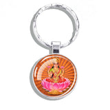 Hinduism Keychains Ganesha Vishnu Goddess of Kashmi Wealth Shiva Amulet Key Chain Glass Dome Keyring India Buddhism Jewelry Gift