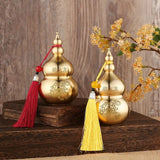 Feng Shui Handicraft Fire-avoiding Dragon Gourd Chinese Style Top Open Cover Copper Gourd Smooth Brass Table