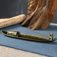 Creative Incense Holder Incense Holder Boat Old Men Fishing Japanese Style Incense Stick Burner Aromatherapy Ornament Home Decor