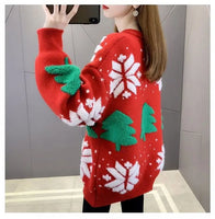 Christmas Sweater New Loose Velvet Thickened Knitted Bottoming Shirt Women Autumn and Winter Red Top