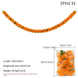 140-160cm Marigold Garland Flower Artificial Festival Wreath Ornament Fake Plant Indian Style Home Party Decor
