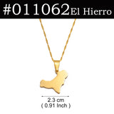 Anniyo 2.3CM Spain El Hierro Map Pendant Necklaces for Women Stainless Steel Jewelry #011062