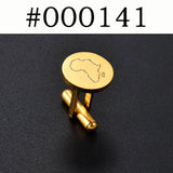Anniyo (2 Pieces) Cufflinks for Men Women Gold Color/Silver Color Stainless Steel Cuffs Jewelry Africa Map Design #000141