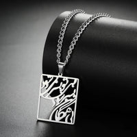 LIKGREAT Iranian Persian Parsi Farsi Poem Eshgh Necklace Stainless Steel Women Spuare Pendant Necklace Chain Jewelry Gift
