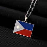 2024 New fashion stainless steel Philippine flag necklace for men and women geometric ethnic style collarbone chain anniversary