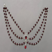 Victorian Gothic Rose Witch Multi-layer Bead Chain Red Glass Crystal Water Drop Pendant Necklace for Women Charm Jewelry Gifts