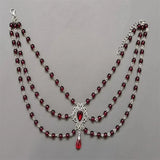 Victorian Gothic Rose Witch Multi-layer Bead Chain Red Glass Crystal Water Drop Pendant Necklace for Women Charm Jewelry Gifts