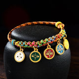 Handmade Tibetan Bracelet Woven Bracelet Tibetan Colorful Rope Handchain Five Way God of Wealth Bangle Adjustable Wristchain New