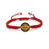 QIGO St. Benedict Bracelet For Men Women Rope Weave Religious Jewelry Red Black