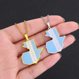 2024 New fashion stainless steel retro dripping Guatemala map necklace for women and men couples ethnic style accessories collar