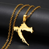 Anniyo Croatia Map With Cities Šibenik Pendant Necklaces Stainless Steel for Women Girls Maps of the Croatian Jewelry #310201