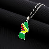2024 new fashion stainless steel French Guiana map flag pendant necklace temperament everything collarbone chain birthday annive
