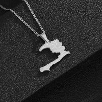 2024 New fashion stainless steel Haiti map pendant necklace temperament all-match titanium steel couple necklace gift for men an